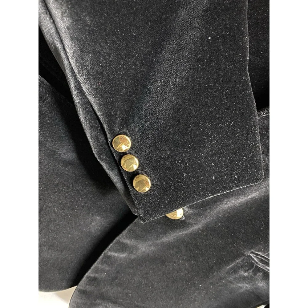 Vintage 1970s Contemporary Lines Men's Black Velvet Blazer 42 Chest Size